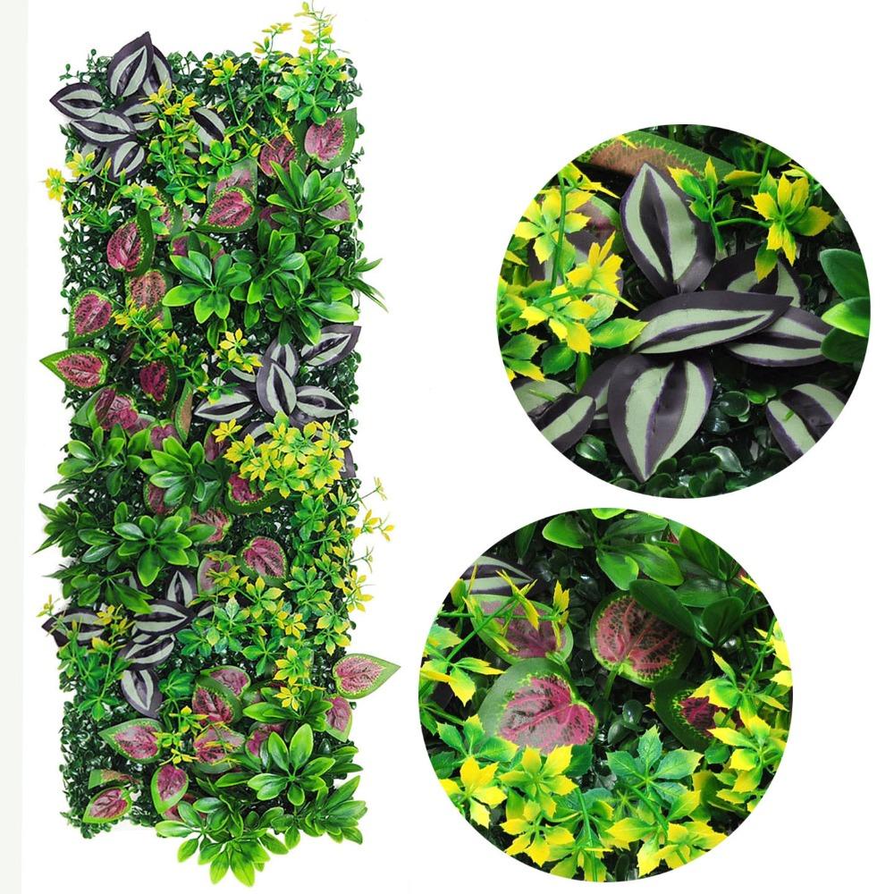 DIY Artificial Plant Wall Panel 75x25cm Flower Simulation Maple Plant Sheet Durable Lifelike Fake Green Grass Mat Privacy Screen