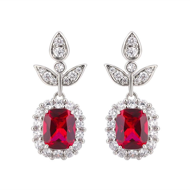 Jewelry Copper Bottom Gold-Plated Simulation Color Treasure Gang Xiaoqing Temperament Set Main Stone 8 * 10-6 * 8