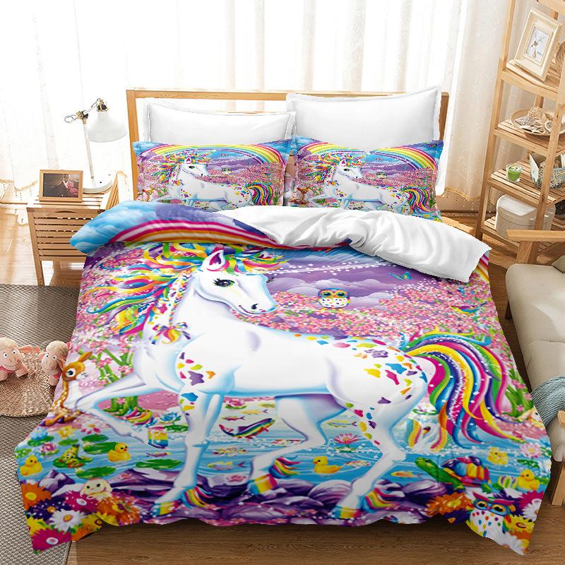 Dream Unicorn Duvet Cover For kids,Single Print,Rainbow,Duckling,Owl,Star Bedding Set,Birthday Gift,Stream,River,Pink Bed Sets