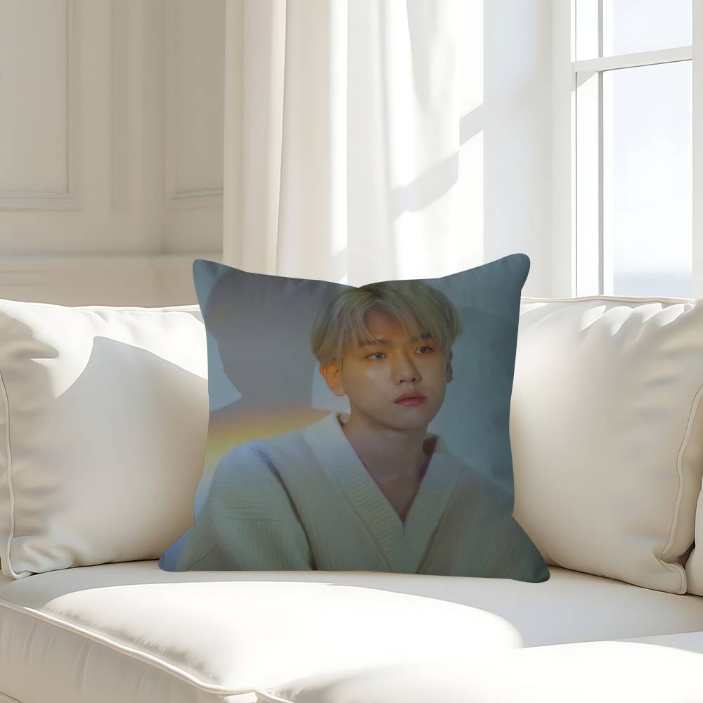 

Korean Star B-Baek H-hyun Pillow Case Removable Washable Cushion Cover – All-Season Soft Linen 16x16Inch
