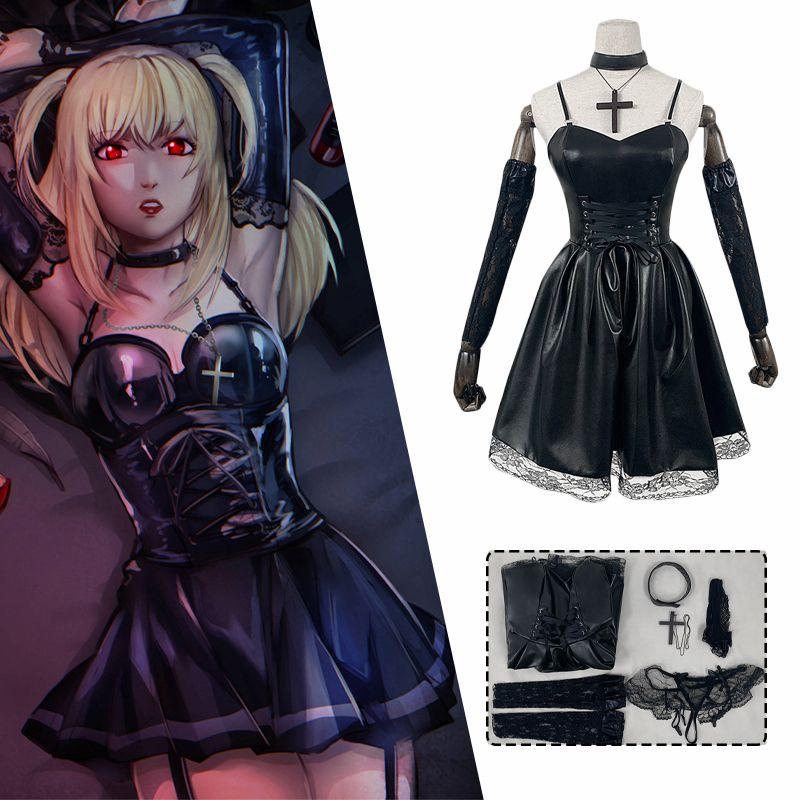 Stylish Misa Amane Death Note Anime Cosplay Black Dress For Halloween And Parties