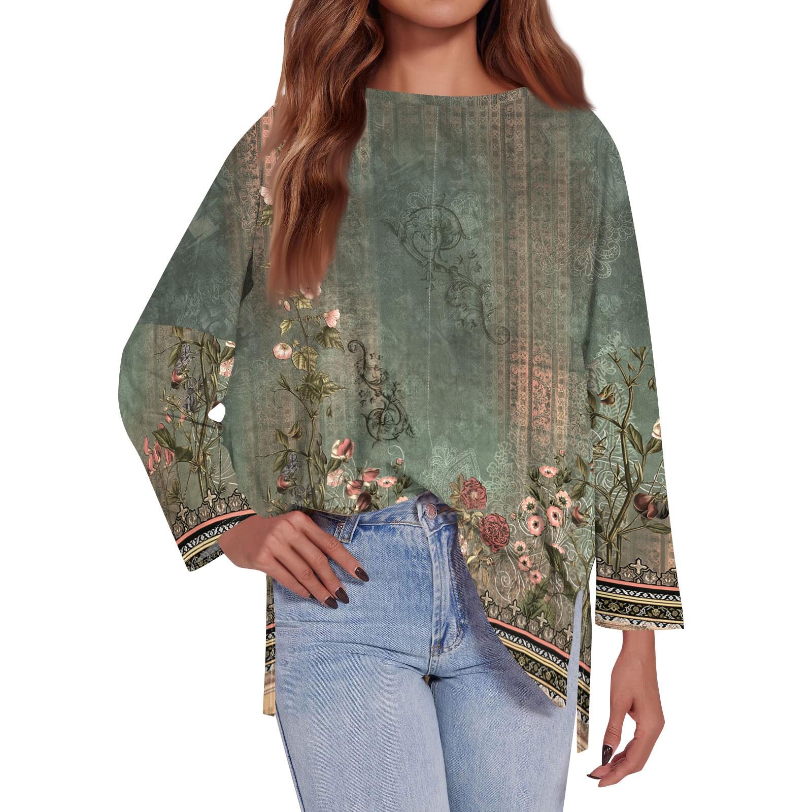 Женская модная свободная футболка большого размера с круглым вырезом — фото 3