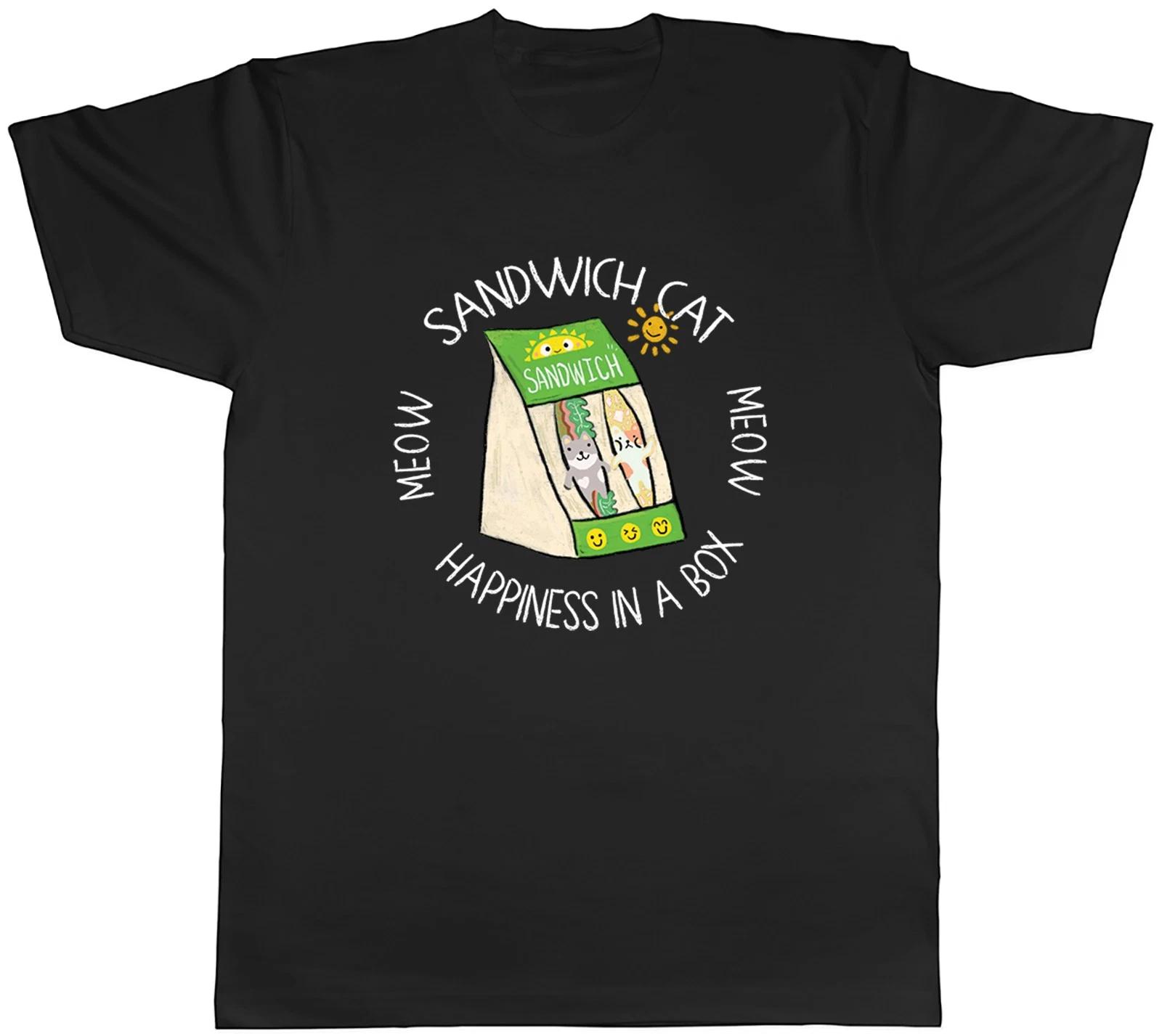 Sandwich Cat in a Box Meow Happiness Mens T-Shirt Tee Gift Top S