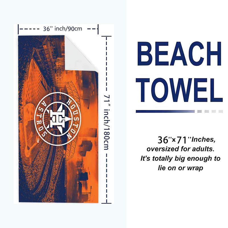 Houston Astros Print Beach Towel, Large Soft Quick Dry Towel for Beach Camping Swimming
