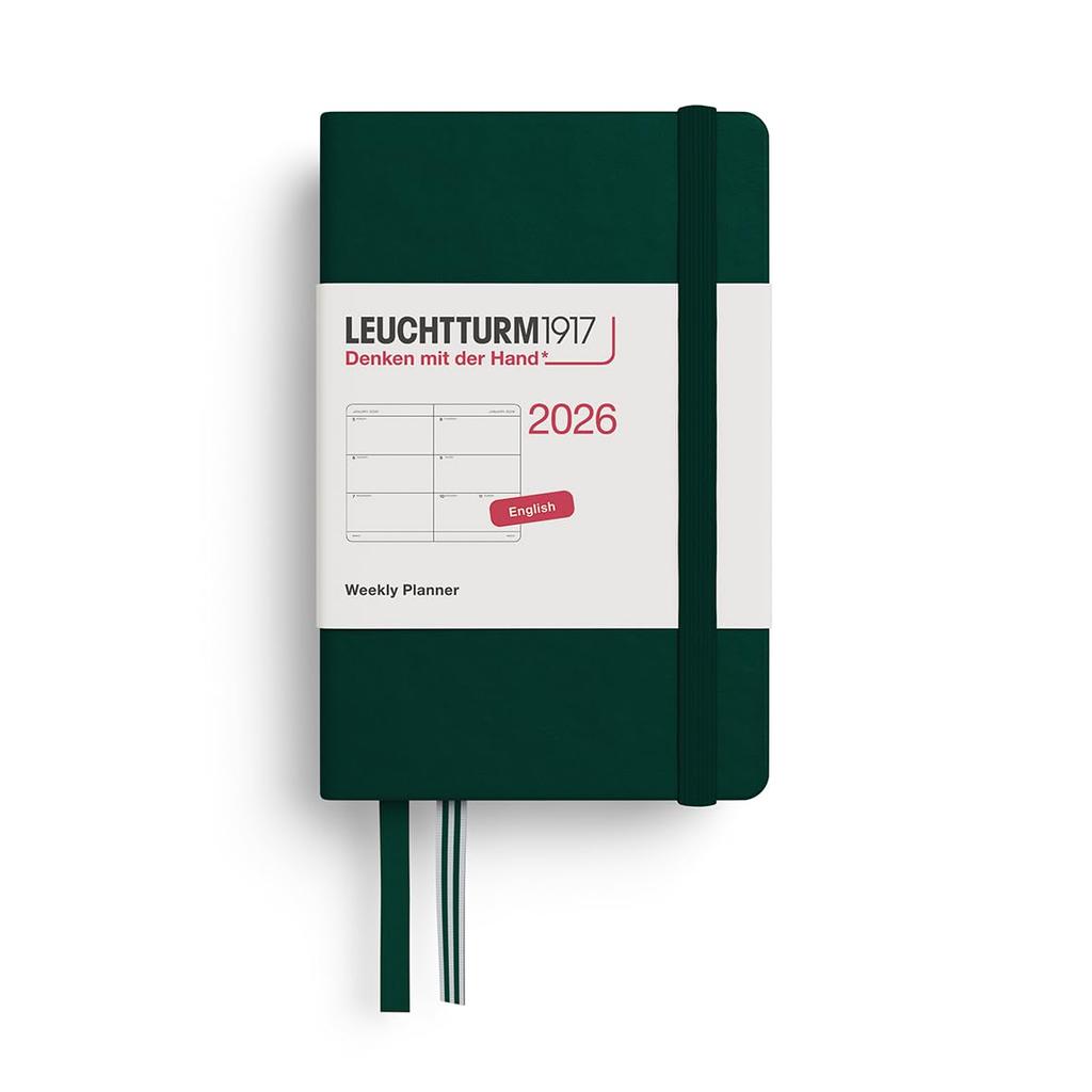 Leuchtturm 2026 January A7 Weekly Forest Officially Imported Planner, Start, Horizontal, Green, 372734,