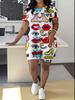 Abstract code European and American women's clothing butterfly printing T-shirt shorts set sports suit