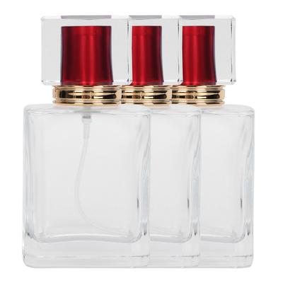 Botella de Perfume de Vidrio de 50 ml Atomizador de Perfume Recargable Dispensador Contenedor de Maquillaje Líquido Rojo