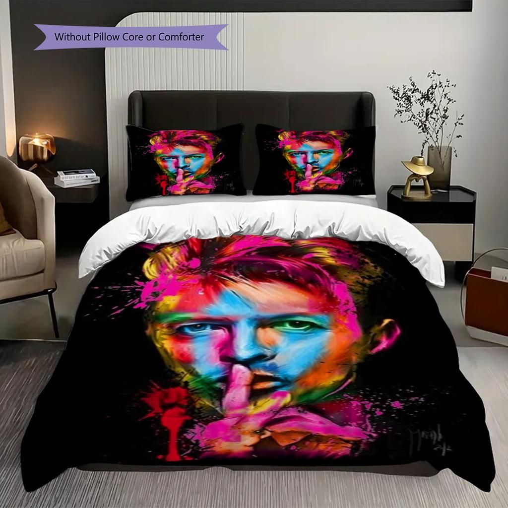 David Bowie Legend Threepiece Set 1 Duvet Cover 2 Pillowcase Without Core Bedding Set Soft And Comfortable Christmas Birthday Gift Bedding