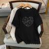 Plus Size Women's Loose Round Neck Mid-Length Short Sleeve T-shirt, Bust 150/160 cm, 200-350 jin Capacity