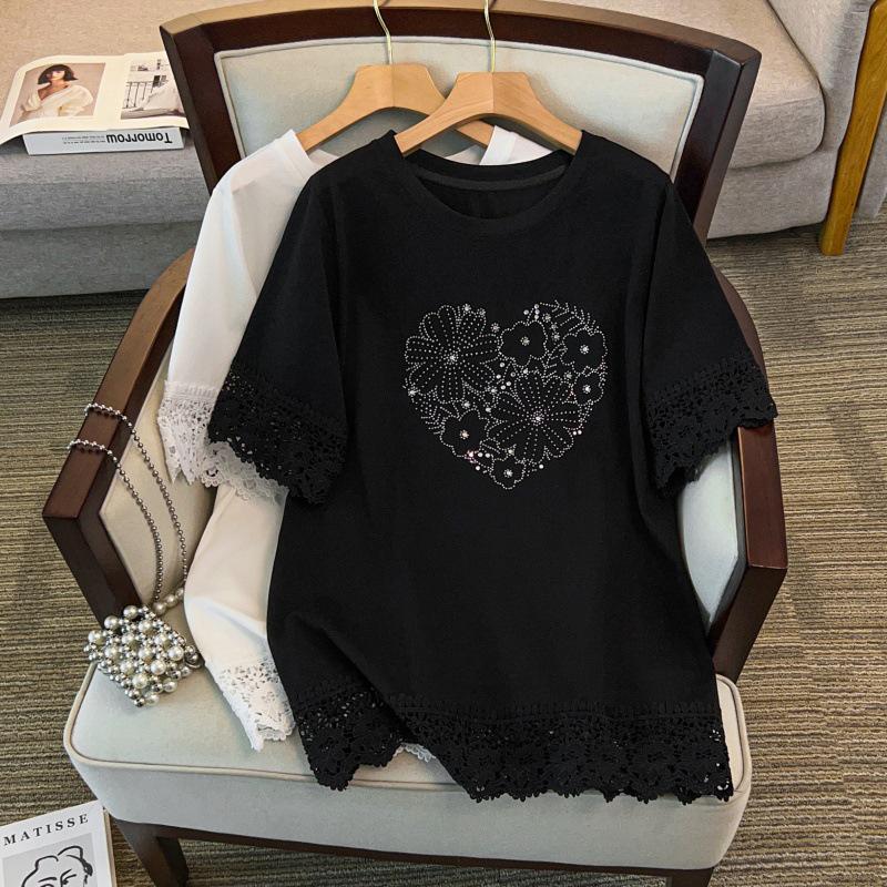 Plus Size Women's Loose Round Neck Mid-Length Short Sleeve T-shirt, Bust 150/160 cm, 200-350 jin Capacity