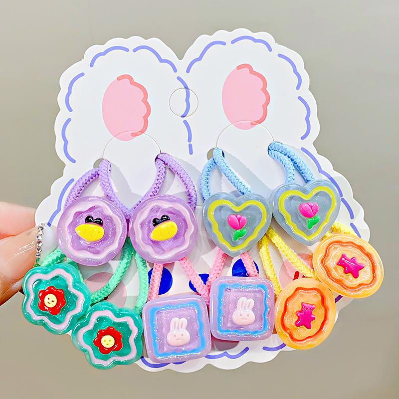 10pcs Cute Bow Elastic Hair Band Cartoon Girls Hair Rope Cute Ponytail Holder Hair Ties Rubber Band Children Hair Gum Scrunchies