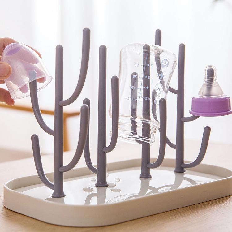 Multifunctional Cactus Baby Bottle Drying Rack - Detachable and Efficient Cup Drainer