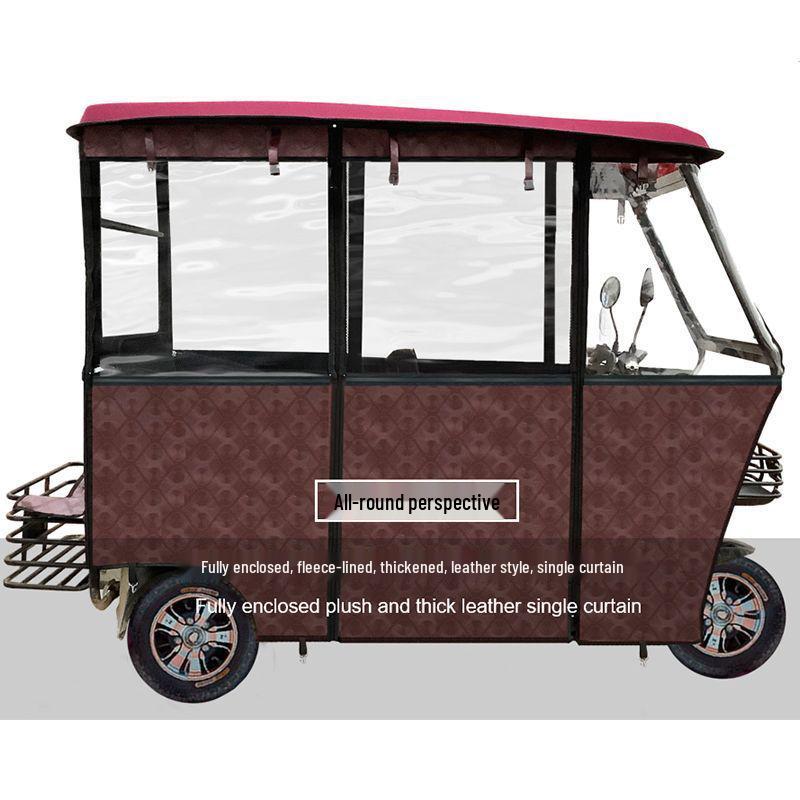 Windproof & Rainproof Fully-Enclosed Electric Tricycle Canopy for Seniors