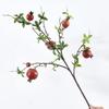 Pomegranate and Persimmon Artificial Flower Branch for Living Room or Dining Table Decoration