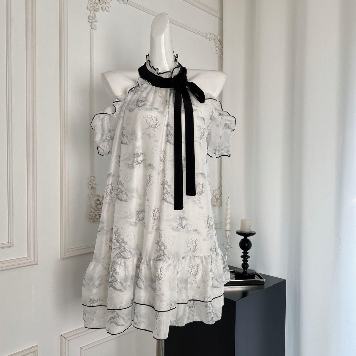 

Молодежное платье на шею Летний национальный стиль Без рукавов Новый китайский стиль L белый