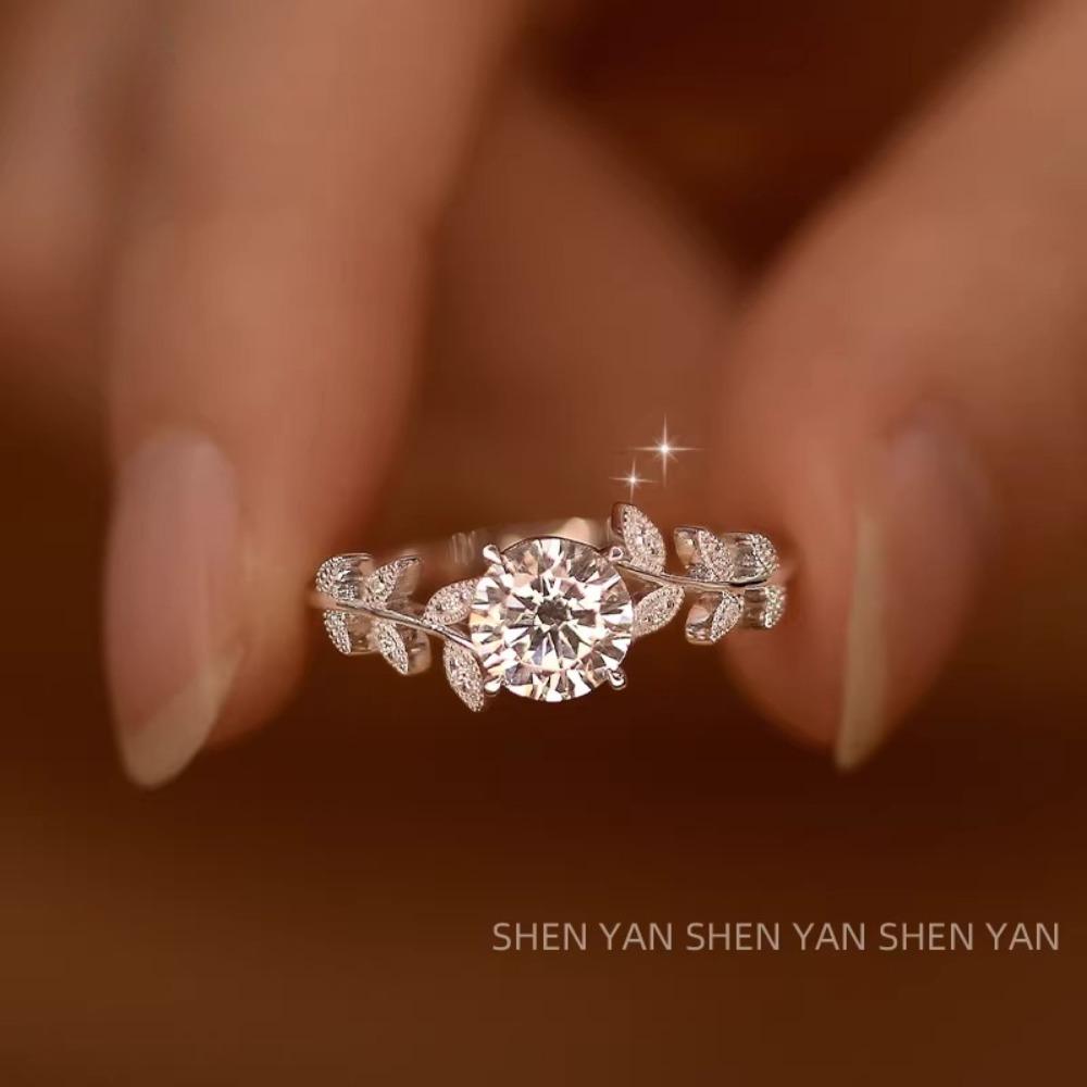 

S925 Silver Ring Moissanite Laurel Muse Temperament Premium Ring Gift for Girlfriend 5