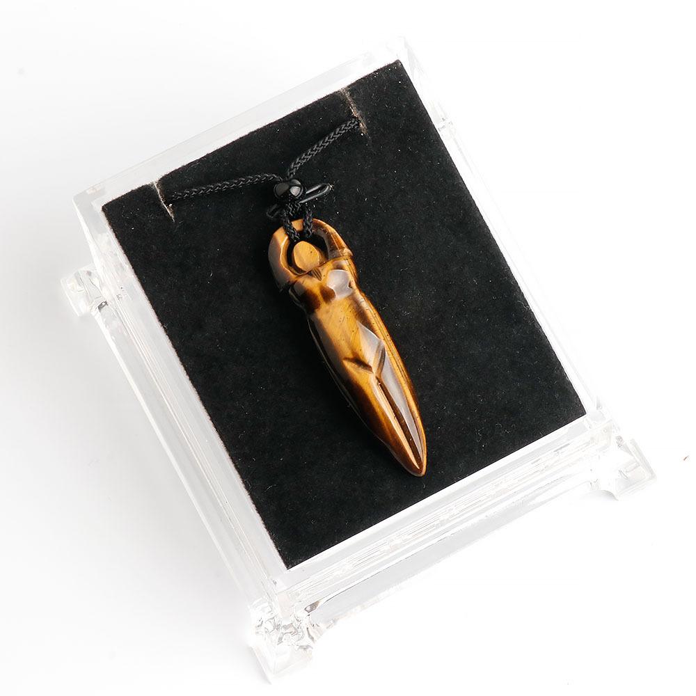 1pc Natural Stone Goddess Totem Necklace Woven Pendant Making DIY Jewelry Accessories