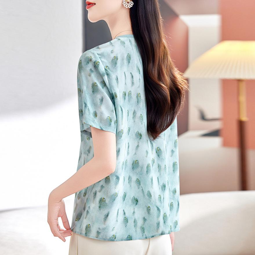 Medium Silk Top Women's Summer New Loose Large Size Belly Covering Meat Mulberry Silk T-shirt