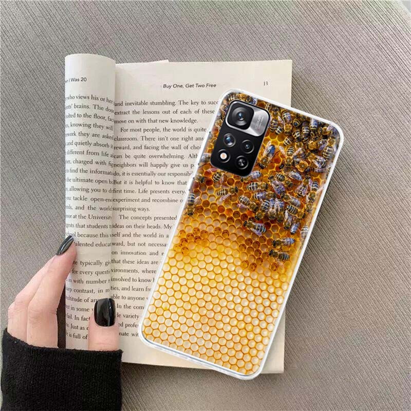 Bees and Honey In the Honeycomb Phone Case For Redmi Note 13 12 Pro Plus 14 15 Pro 5G 11 11T 11E 11S 10 Pro 10S 9 9S Cover Cell
