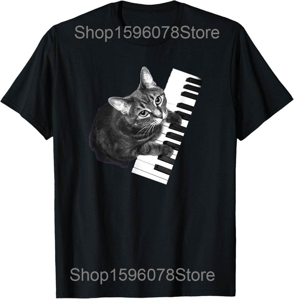Keyboard Heartbeat Cool Piano Player Novelty Rock Music T Shirts Men Streetwear Tee Shirt Short Sleeve Unisex Loose Clothing