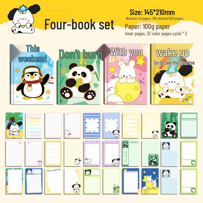 A5 Student Cartoon Notebook: Cute, Colorful, Thick Pages, Ideal for Elementary School Diary.