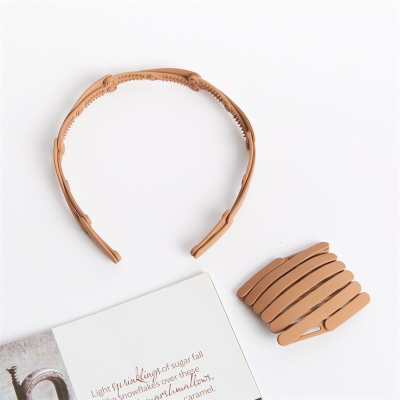 

Выдвижная повязка на голову, складная для переноски, с резинкой для волос и заколкой, летнее невидимое гнездо для волос для женщин