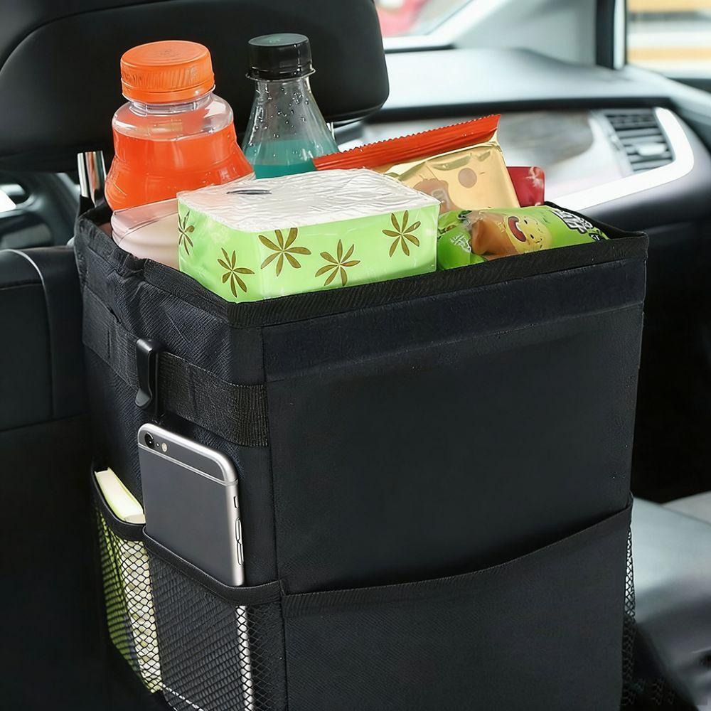 Washable Car Trash Can Waterproof Car Organizer With Lid Hanging Garbage Bag Car Accessories
