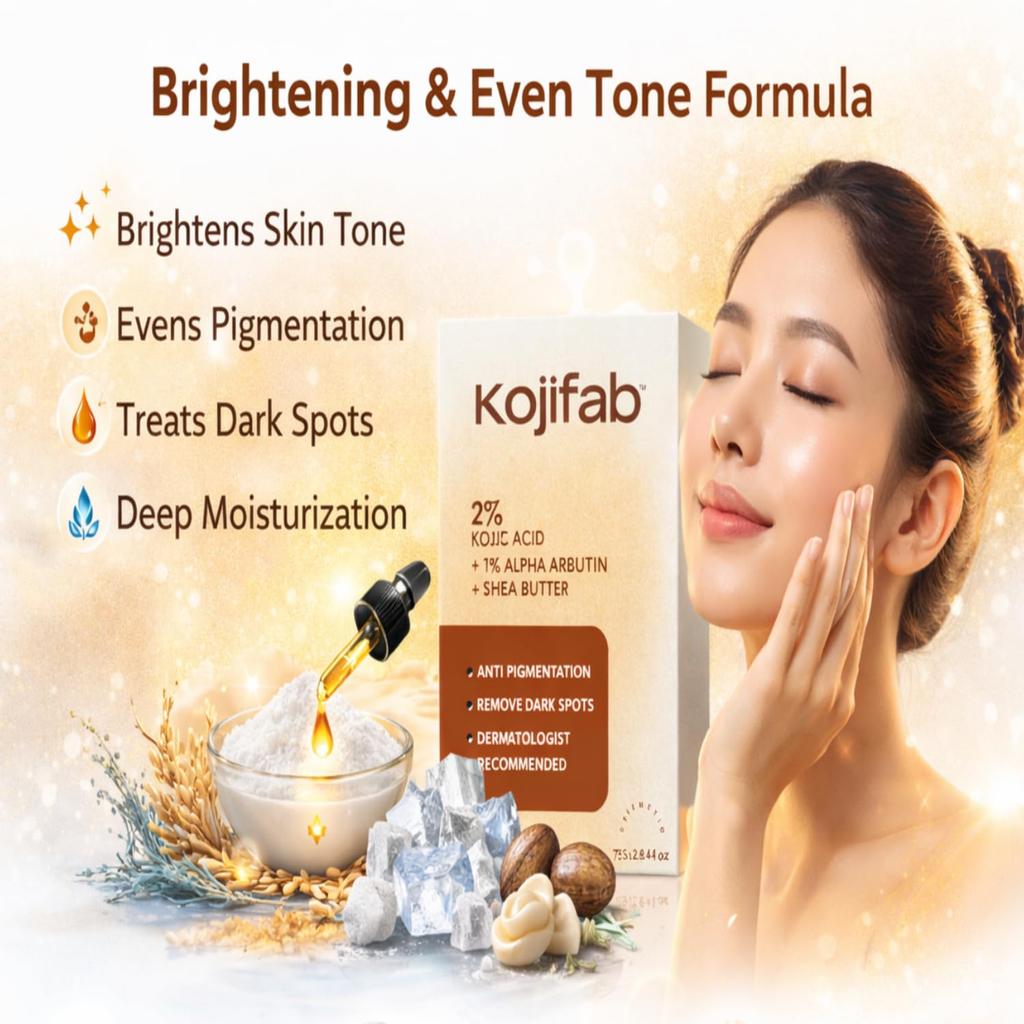 Kojifab Kojisäureseife 2% mit 1% Alpha-Arbutin & Sheabutter – Anti-Pigmentierungsseife zur Entfernung von dunklen Flecken, Hautaufhellung & für einen gleichmäßigen Teint – Na