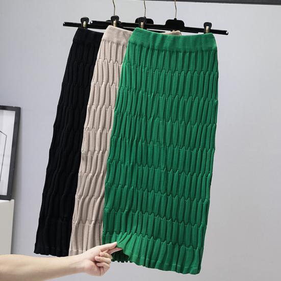 Kvinners Midiskjørt Høy midje Rett ben Hofteomsluttende Strikkeskjørt Ensfarget Høstskjørt Allsidig Hverdagsbruk