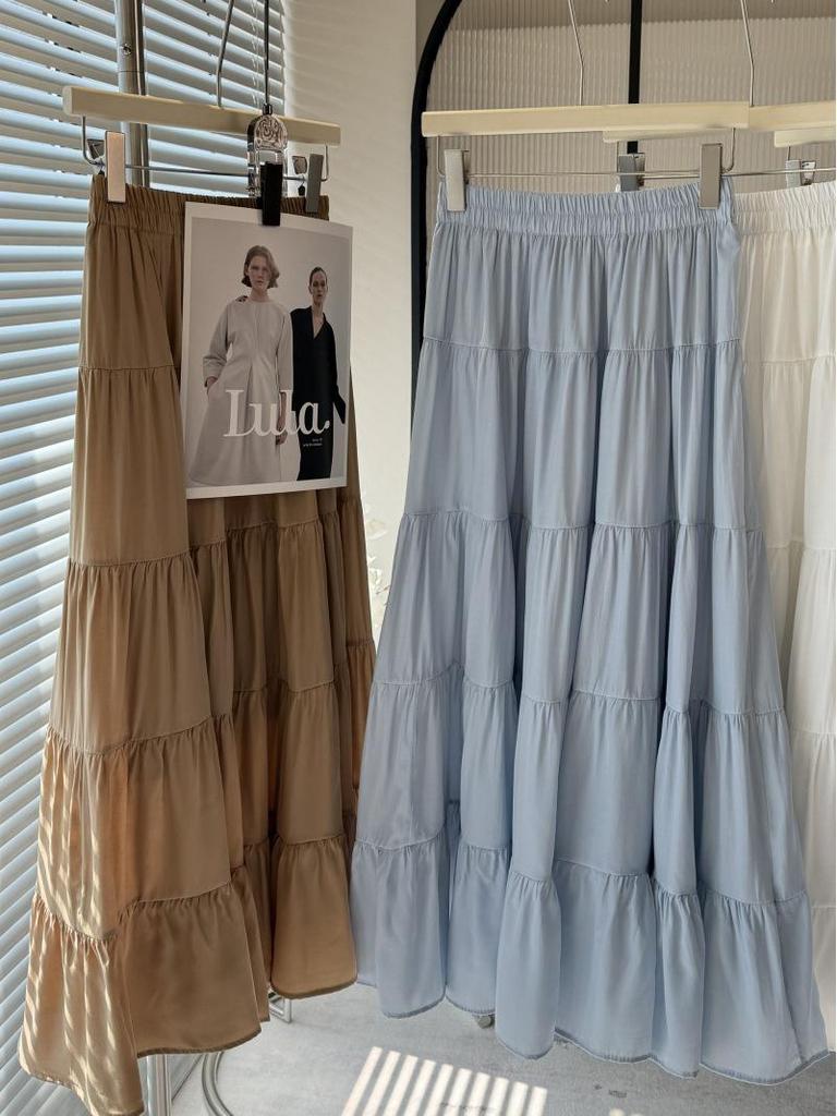 Women's A-line High-Waisted Tiered Skirt, 2025 Spring Collection, Versatile Gentle Style with Large Flare