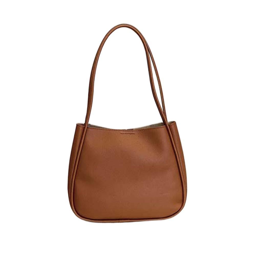 Anti-splash Water Solid Color Handbag Elegant French Underarm Bag Shopping Soft PU Tote Bag  Party