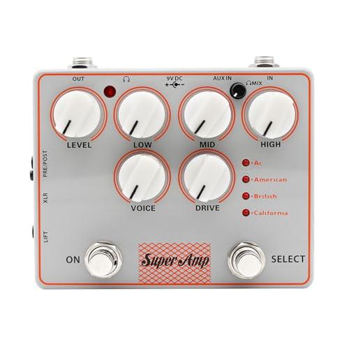 Btuty Guitar Amp Simulator Pedal 4-in-1 DI Box with AUX Input, Headphone Output, Metal Case, Cabinet Simulator, True Bypass Guitar Effects Processor P