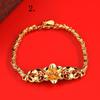 Gold-Plated Brass Butterfly Love Flower Bead Bracelet for Women