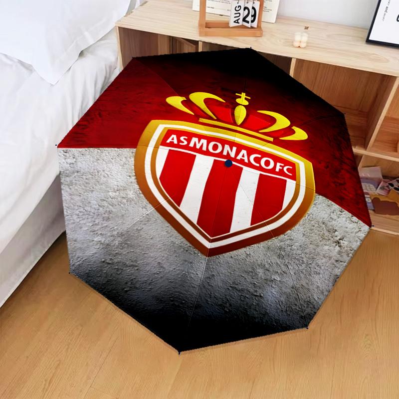 1PC Monaco Football club Printed Umbrella Folding umbrella, automatic umbrella 8-Frame for Travel, camping Fan gifts Christmas Gifts