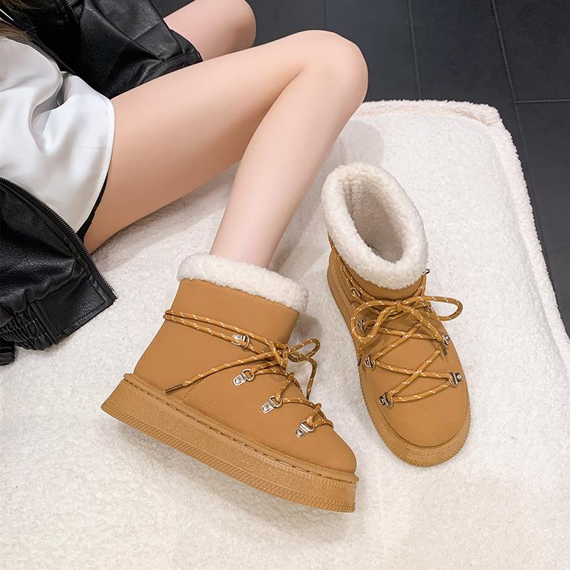 Comfortable and Warm Ankle Flat Snow Boots Slip-on Round Toe Mid Heel 2025 High Quality Ladies Shoes Concise Women's Boots