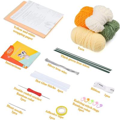 Crochet Bouquet Set Crochet Kit for Beginners Crocheting Knitting Kit with Step-by-Step Video Tutorials, for Mother's Day