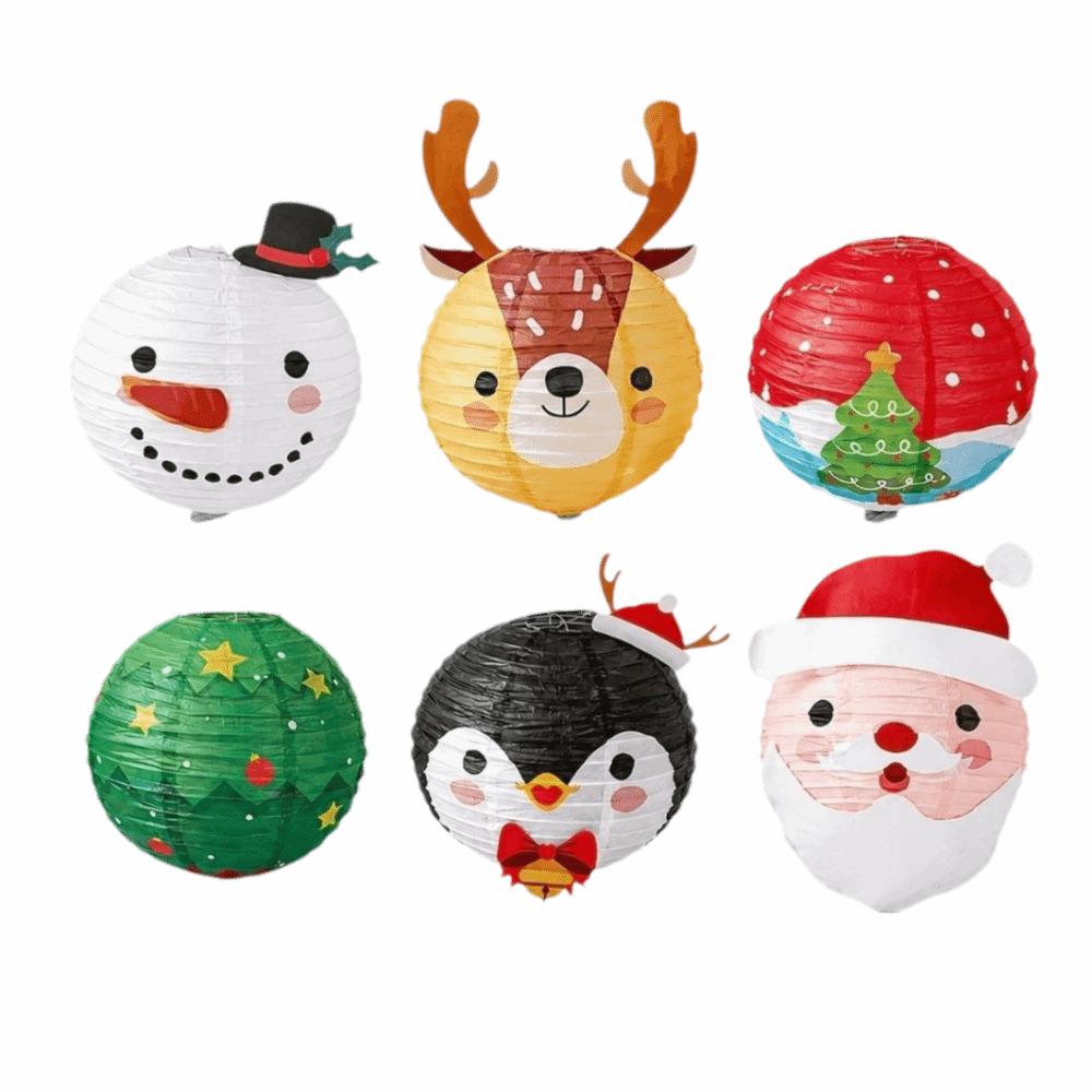 6 pcs DIY Christmas Paper Lantern Santa Claus Festival Lanterns Folding Lantern Ball Lantern Decor