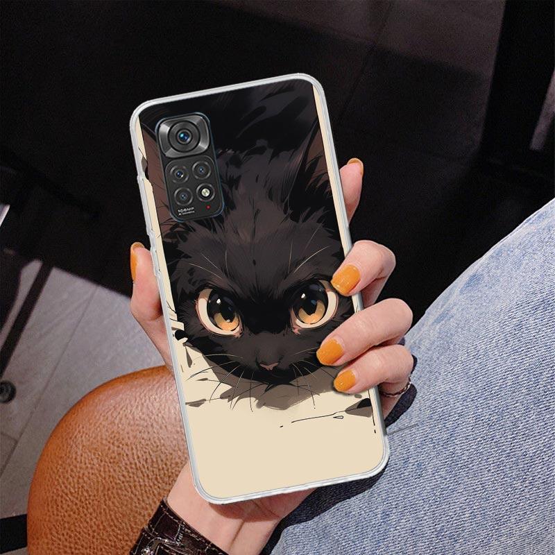 Anime Cute Black Cat Meow Phone Case For Xiaomi Redmi Note 15 14 13 12S 12 11 Pro Plus 14S 11S 11E 10 10S 11T 5G Personalized Co