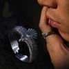 Adjustable Open Ring With Eagle Motif Sterling Vintage Bohemian Couple Finger Men Women