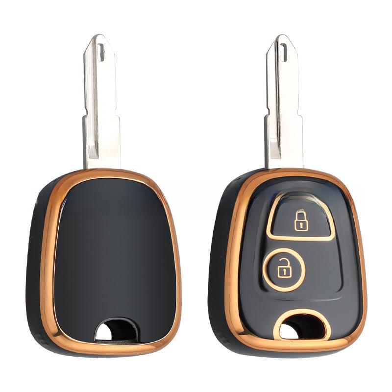 Peugeot Citroen Car Key Protective Shell - TPU Gold Edge Soft Cover