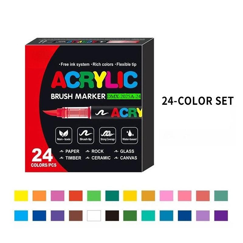 12/24/36/48/72 Colors Acrylic Paint Markers Brush Tip Paint Marker For Rock Painting Wood Canvas Stone Diy Crafts Christmas Gift