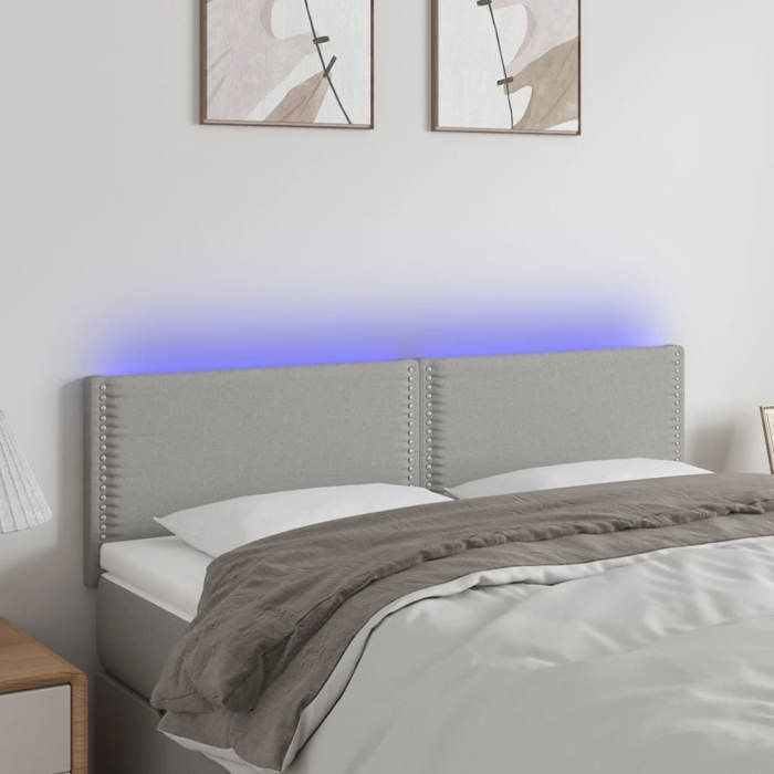VidaXL Tête de Lit à LED Meuble de Chambre à Coucher Accessoire de Lit Double Tête de Cadre de Lit Intérieur Gris Clair 3121470