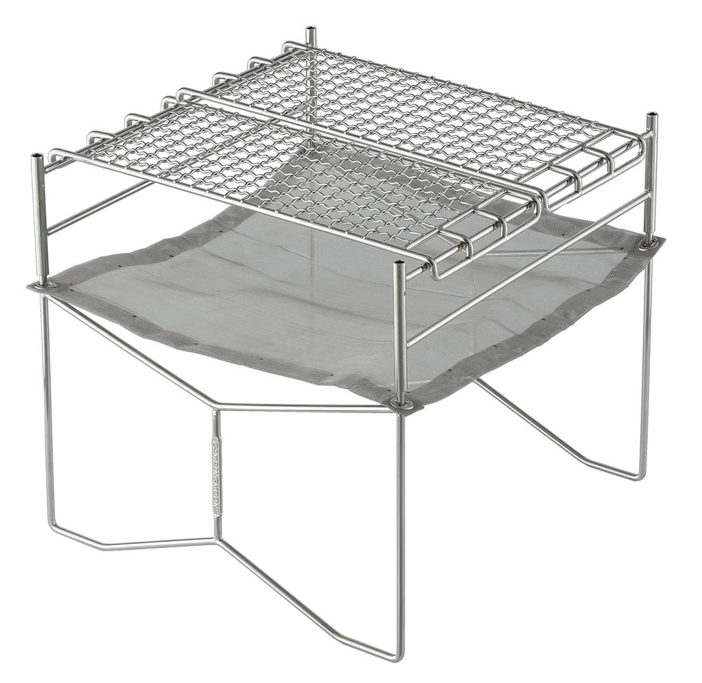 NANGOGEAR Camping Fire Pit with Stainless Steel Solo (Nanko Gear) Mesh, Grill, 11104-J2 (SOLO-202-J2)