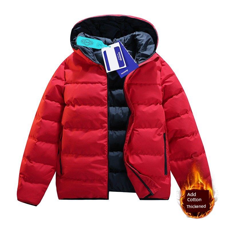 Wassup Winter 2025 New Men's Cotton Jacket Cold-Proof Thickened Puffer Jacket Hooded Cotton Coat Trendy Brand