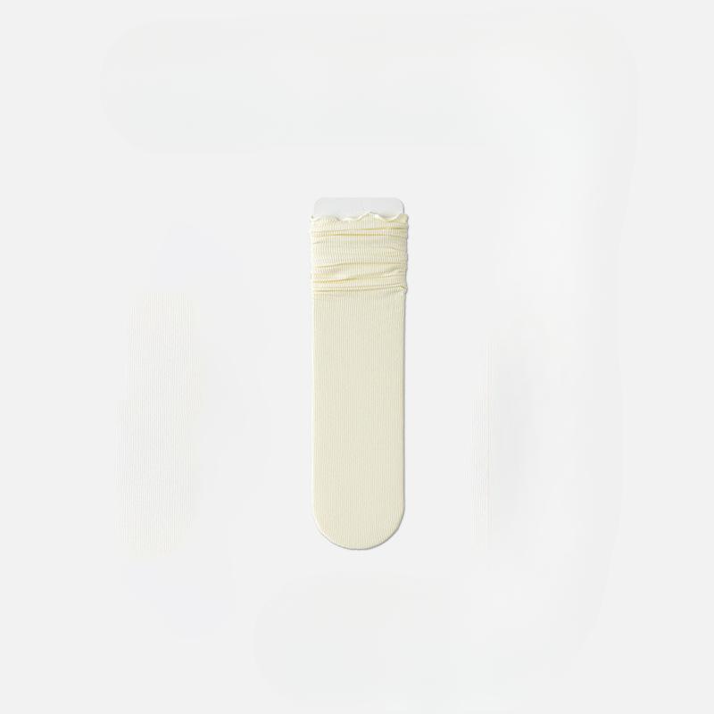 

Летние тонкие носки до середины икры для женщин, дышащие белые кружевные ледяные носки для маленькой кожаной обуви, бесшовные носки из ледяного шелка 1 pair