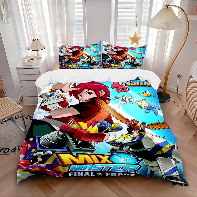 Custom Name Mix Master Final Force Mecha Print 3Pcs Bedding Set Duvet Cover With 2 Bedro Pillowcase Home Birthday Gift