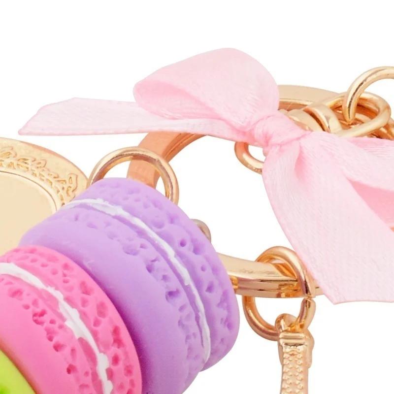 Resin Macaron Cute Macaron Bag Charm Keychain Romantic Metal Tower Keychain Car Keychain Gift (Random Color)