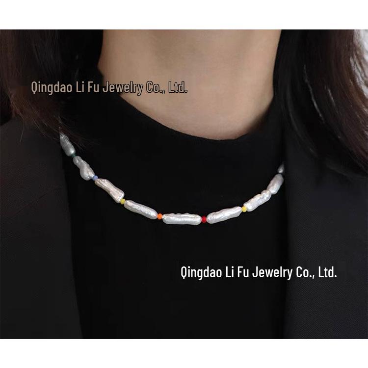 

Vibrant Baroque Pearl Necklace with Gold-Plated Copper