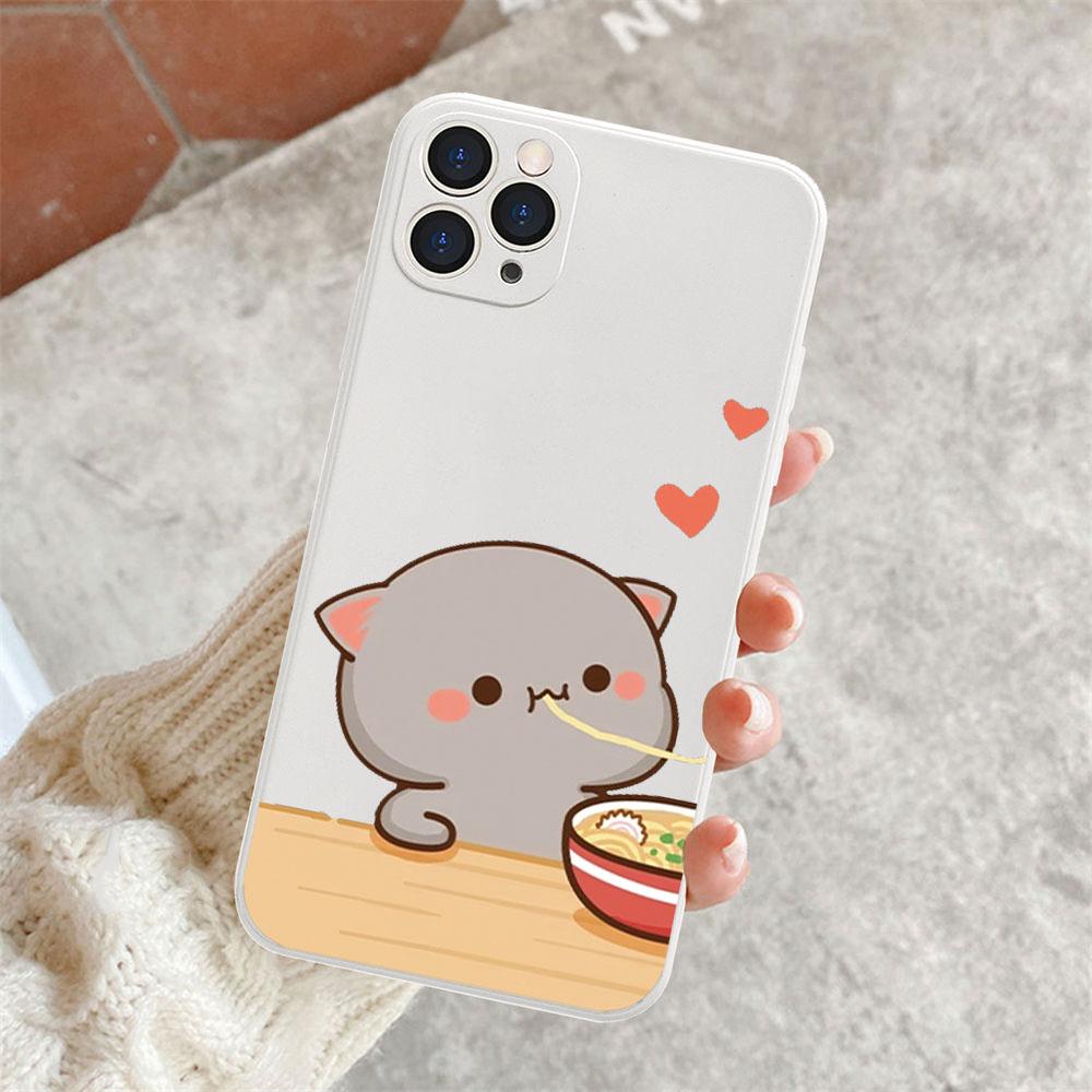 Cartoon Animal Cat Couple Paired Phone Case for IPhone 15 14 13 12 11 Pro Max Mini XS X XR SE2 7 8Plus Lovers Cover Matte Fundas