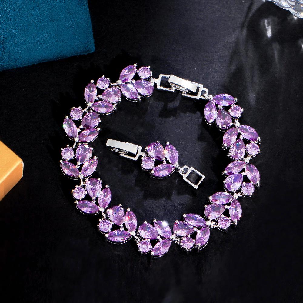 Bracelet Fleur Zircon Incrusté de Cuivre Bijoux Ruili Accessoires de Banquet Cadeau Bijoux